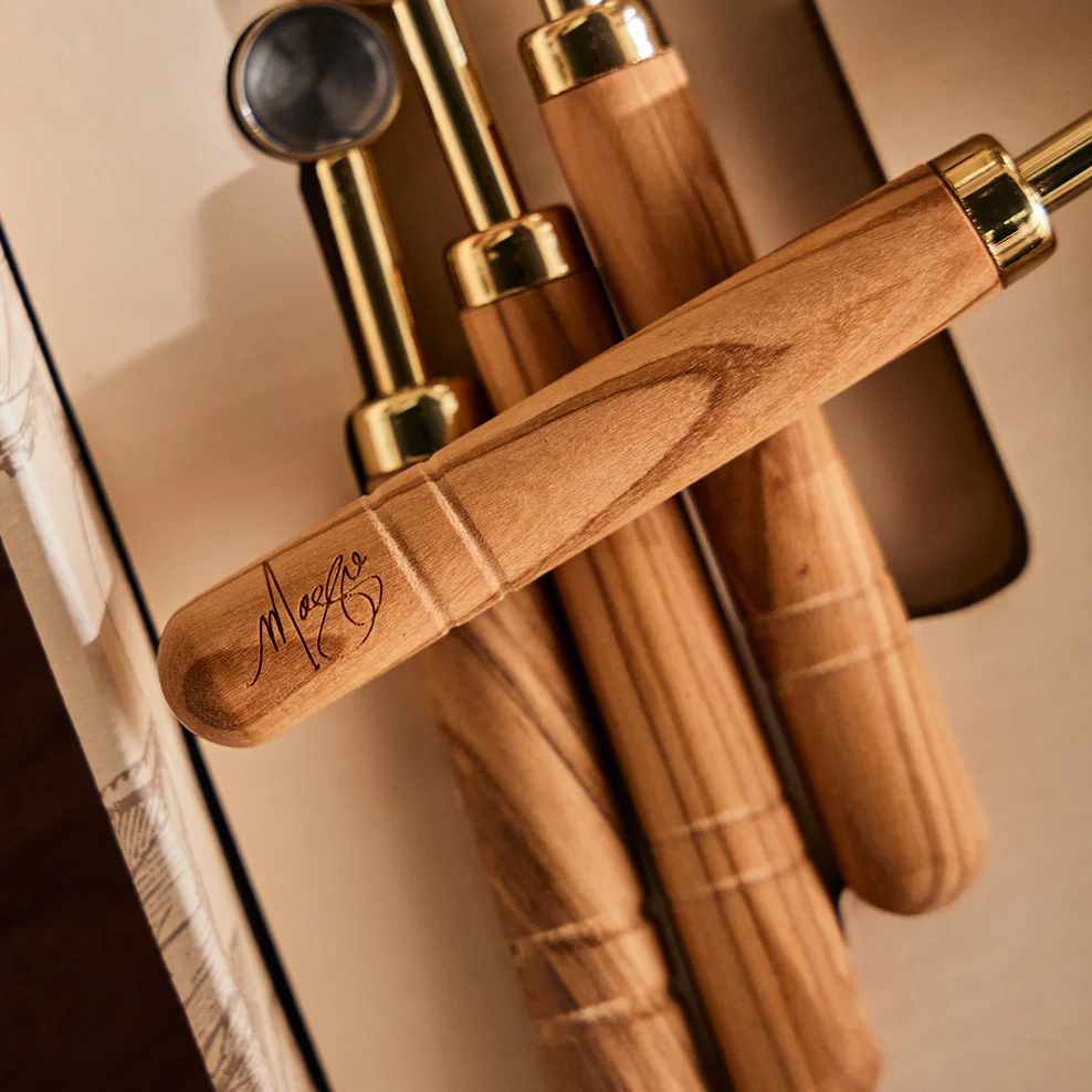 Brass Measuring Spoons with Olive Wood Handles - 4 Set - Image 3