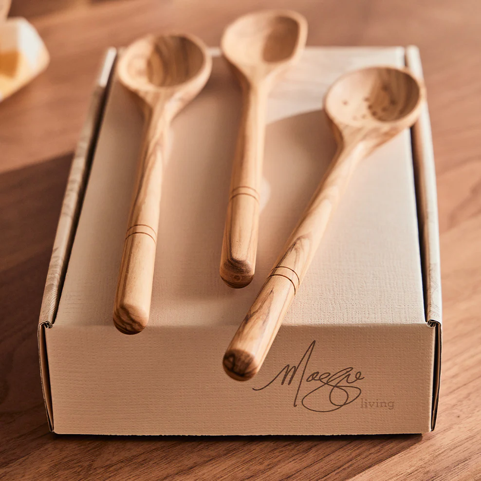 Italian Olive Wood Wooden Spoon Set of 3 - Image 4