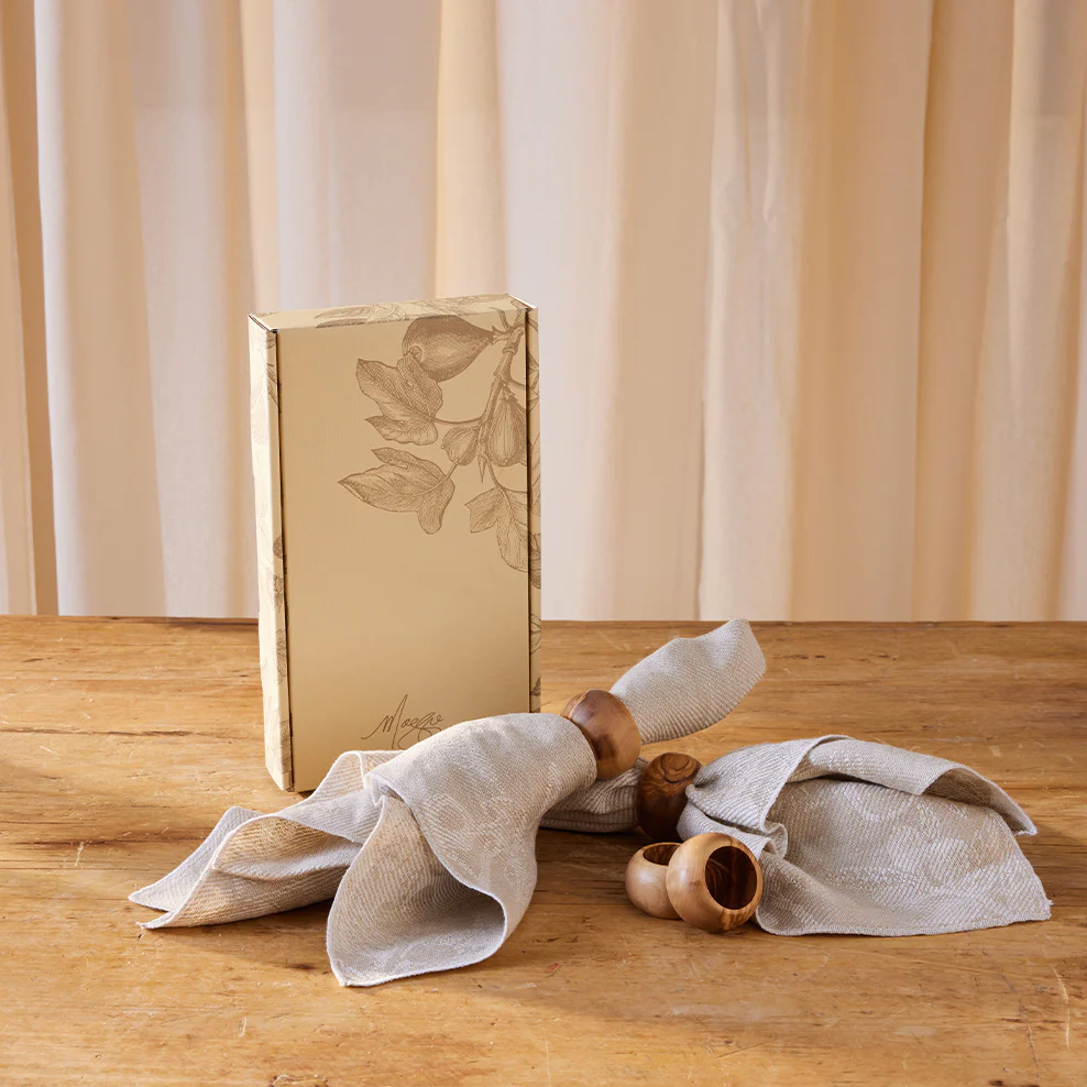 Maggie Living: French Linen Napkins with Jacquard Detailing - Set of 4 - Image 4