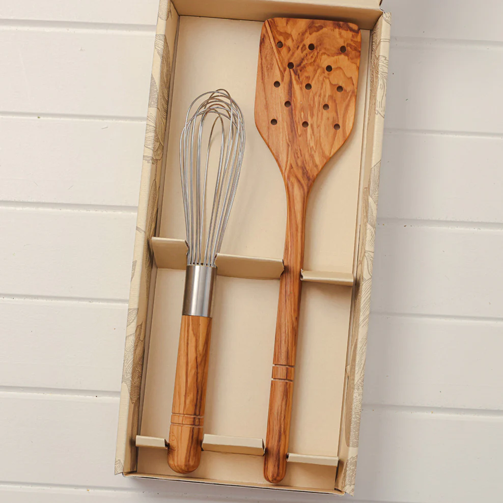 Maggie Living Olive Wood French Whisk & Turner Set - Image 3