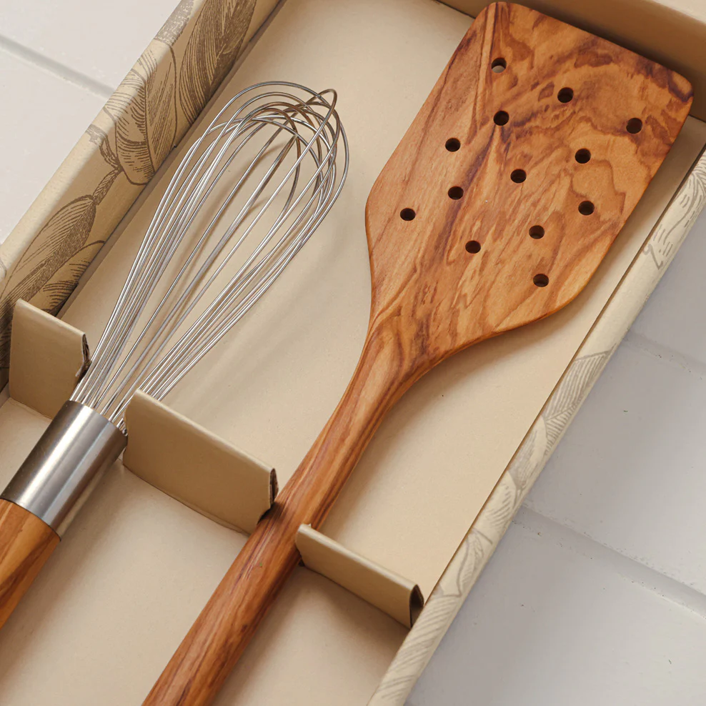 Maggie Living Olive Wood French Whisk & Turner Set - Image 4