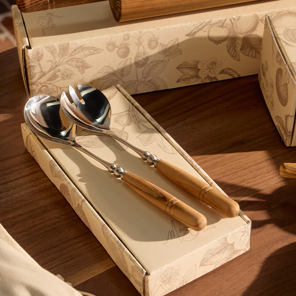Salad Servers with Italian Olive Wood Handles - Image 8